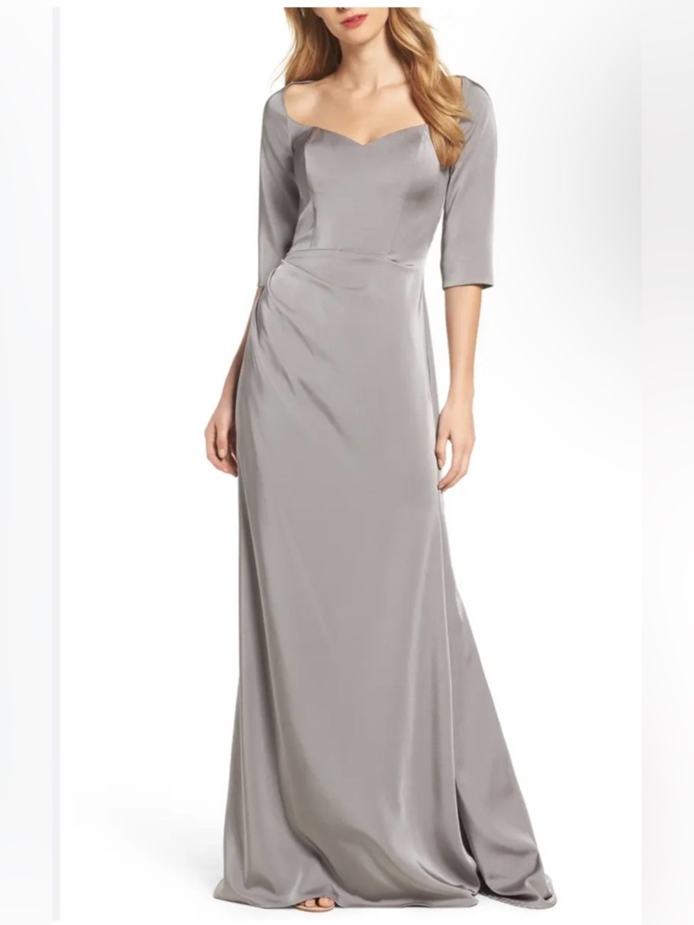 La Femme Sweetheart Satin Column Gown